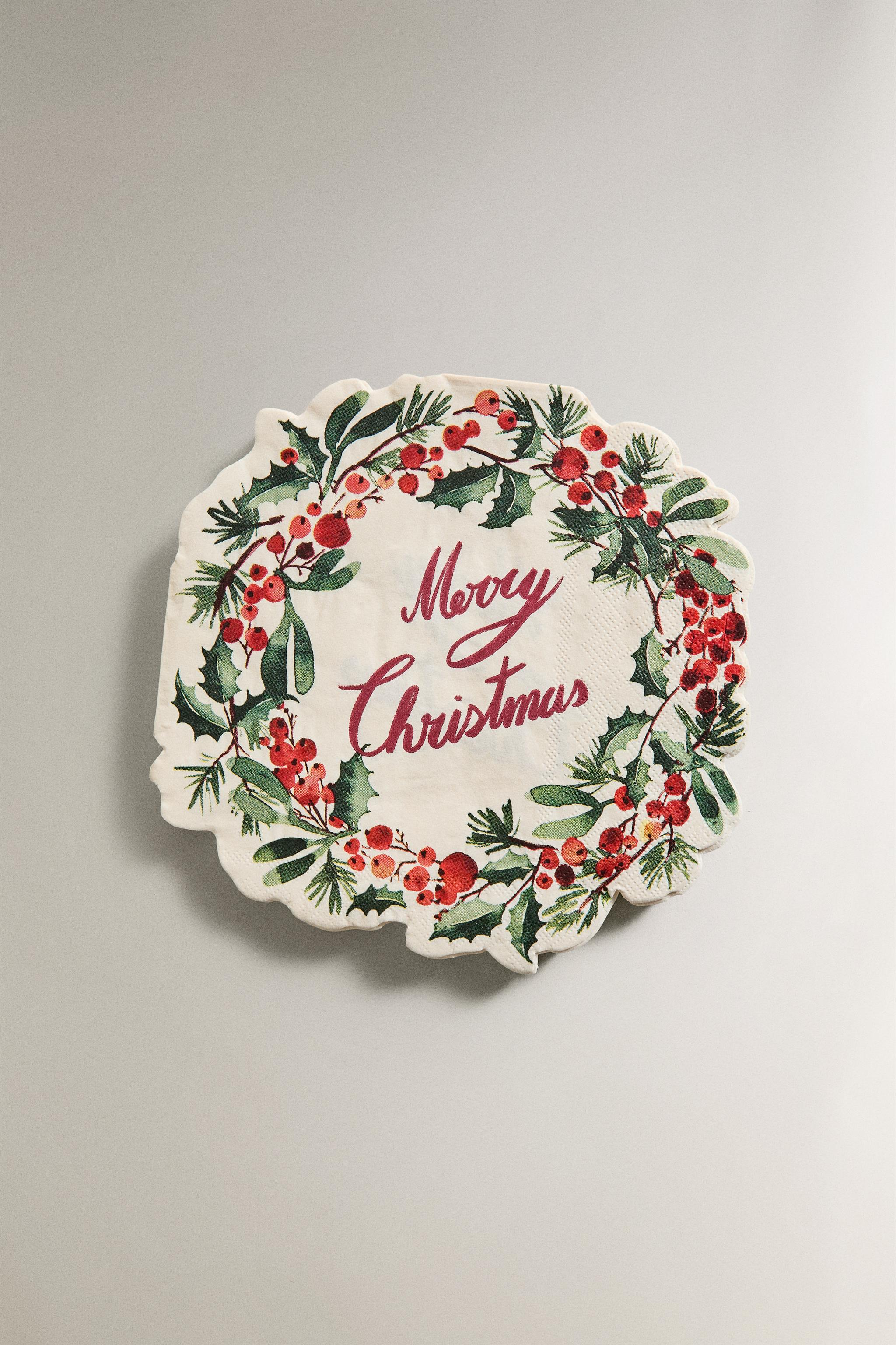 SET OF CHRISTMAS WREATH PAPER NAPKINS (SET OF 20)
